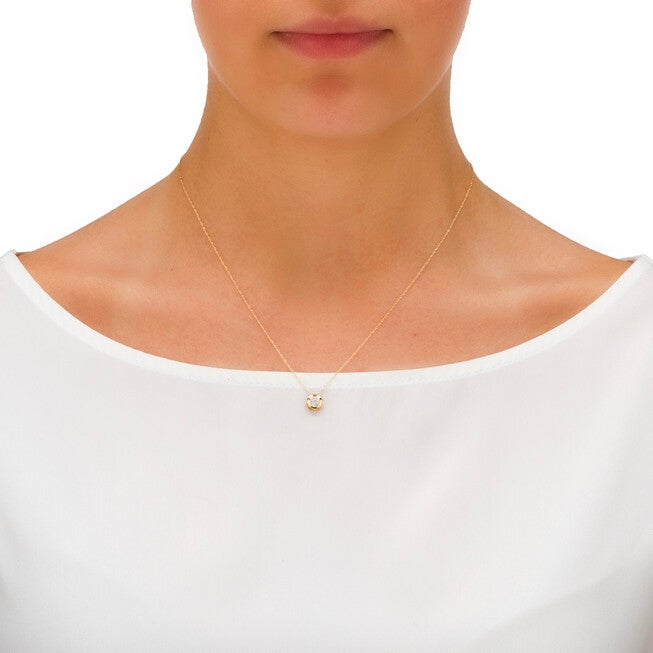 Round Diamond Accented Slide Pendant in Solid 10k Gold, WHITE, alternate image number null