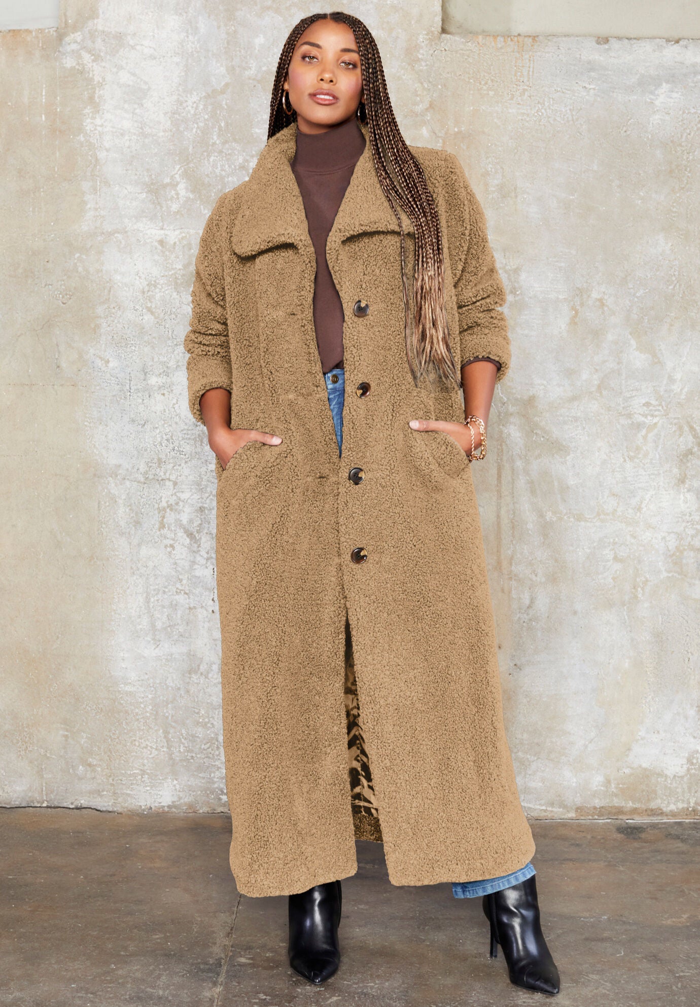 Maxi Teddy Fleece Coat June And Vie