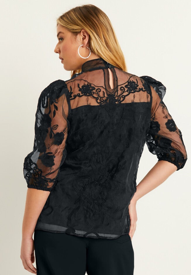 Mockneck Lace Top, , on-hover image number null