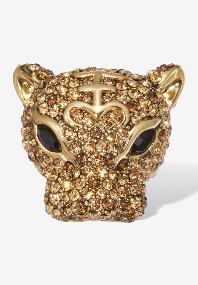 3.99 Tcw Marquise Cut Gold Cz 18K Yellow Gold-Plated Leopard Ring, GOLD, hi-res image number null
