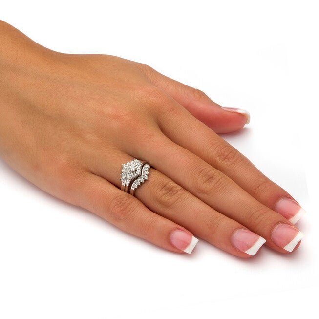 1/5 TCW Round Diamond Bridal 3-Pc. Set Platinum-plated Sterling Silver, WHITE, alternate image number 2