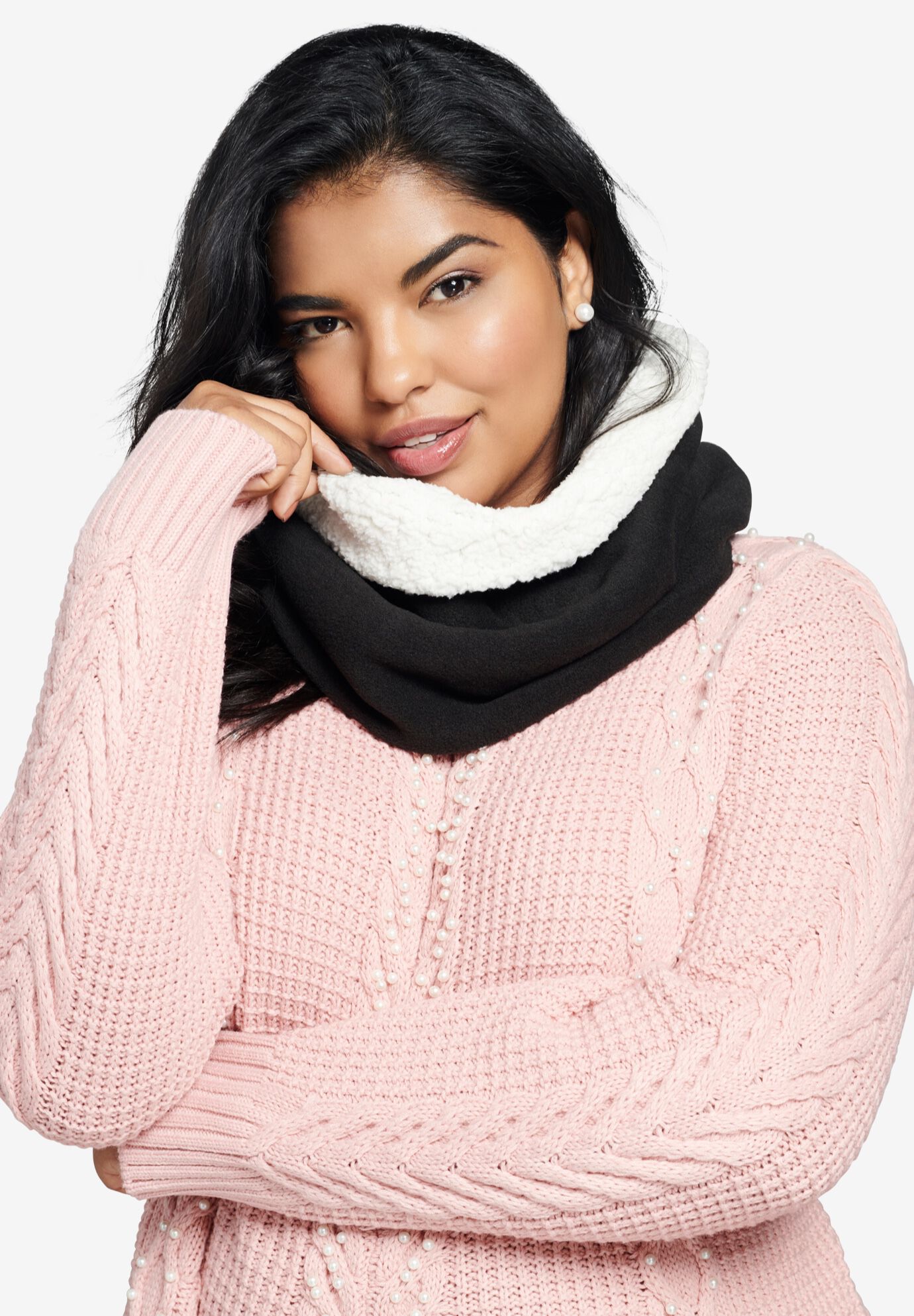 Sherpa Pullover Scarf, BLACK, hi-res image number 0