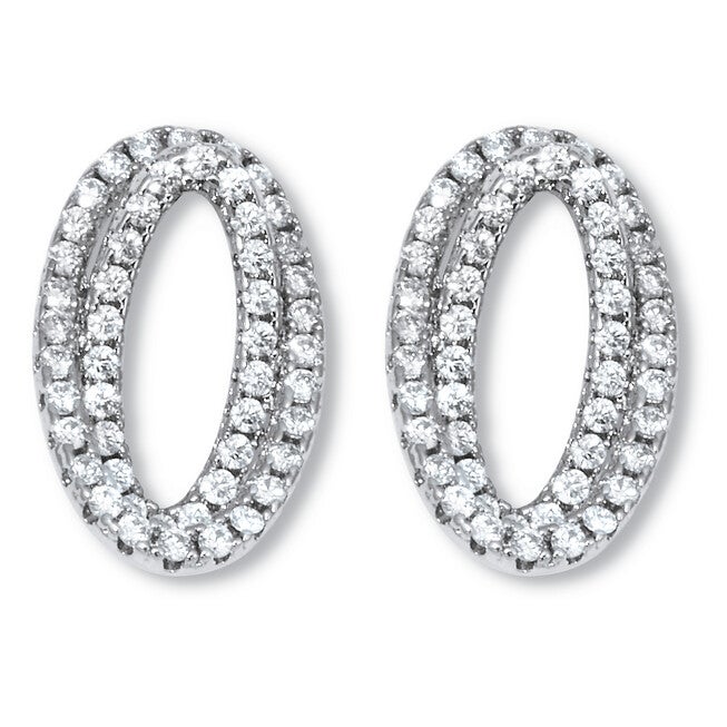 .80 TCW Round CZ Platinum-Plated Ear Concentric Circle Earrings, WHITE, hi-res image number null