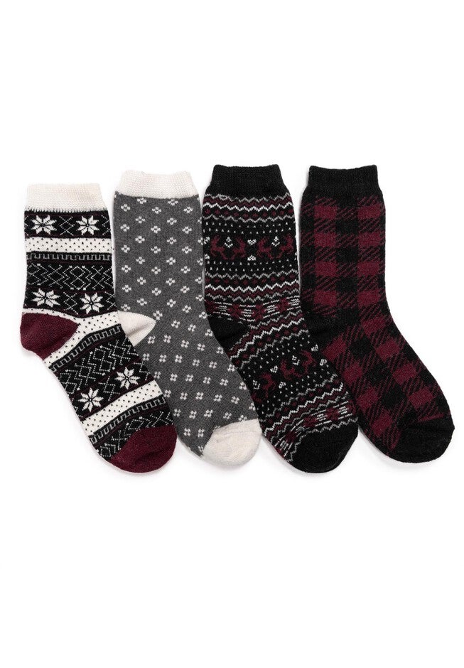 4 Pack Holiday Boot Socks, CRANBERRY CRUSH, hi-res image number null