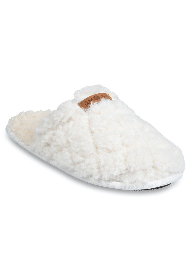 Quilted Teddy Bear Scuff Slipper Slippers, NATURAL, hi-res image number null