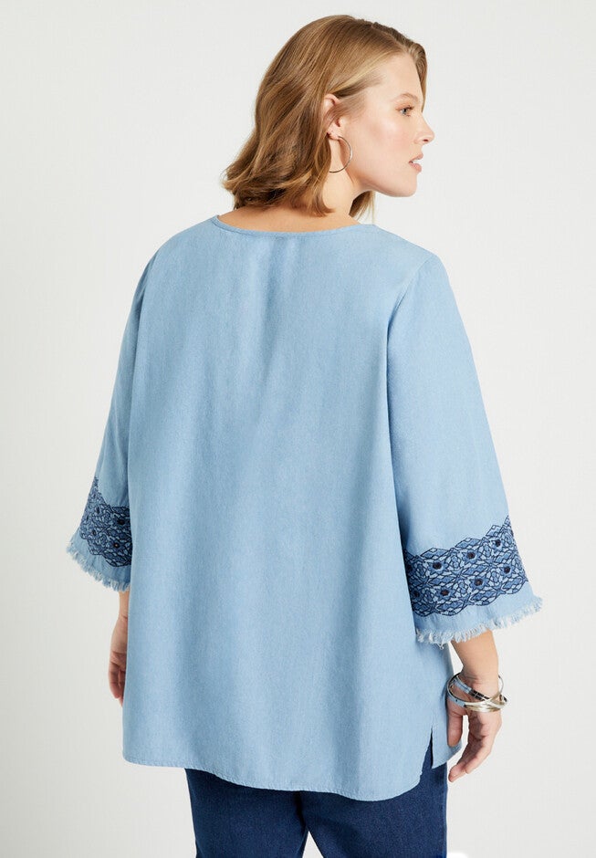 Fringe Denim Blouse, , on-hover image number null