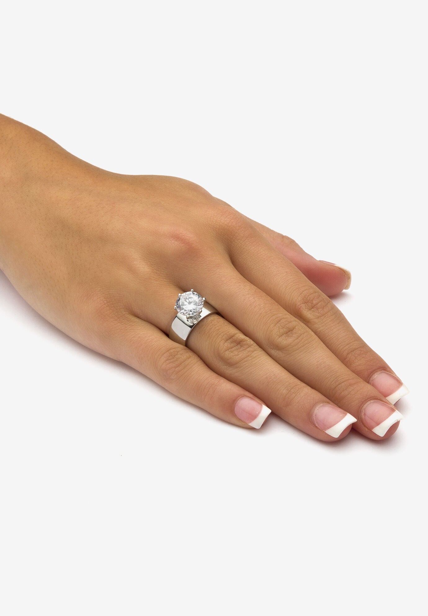 4 Tcw Round Cubic Zirconia Solitaire Ring In .925 Sterling Silver, , alternate image number 2