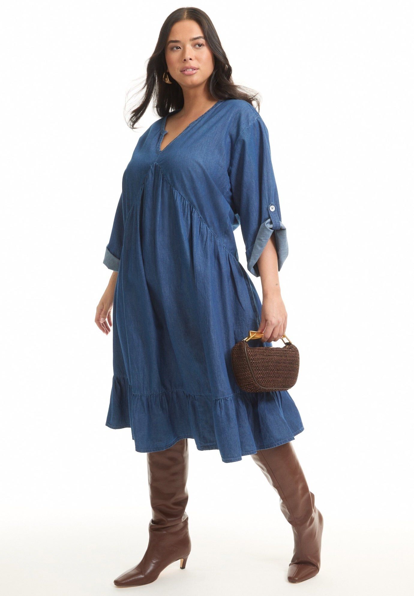Ruffled Denim Dress