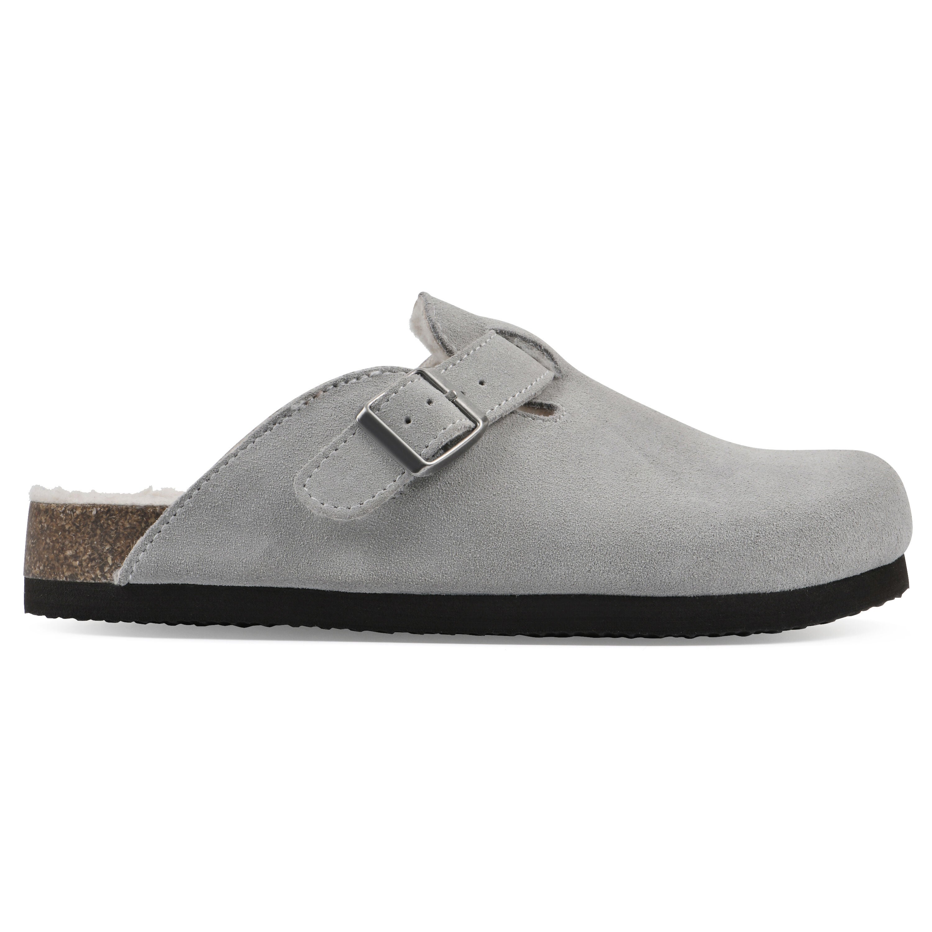 Bari Footbeds Clog, LIGHT GREY SUEDE, alternate image number 2