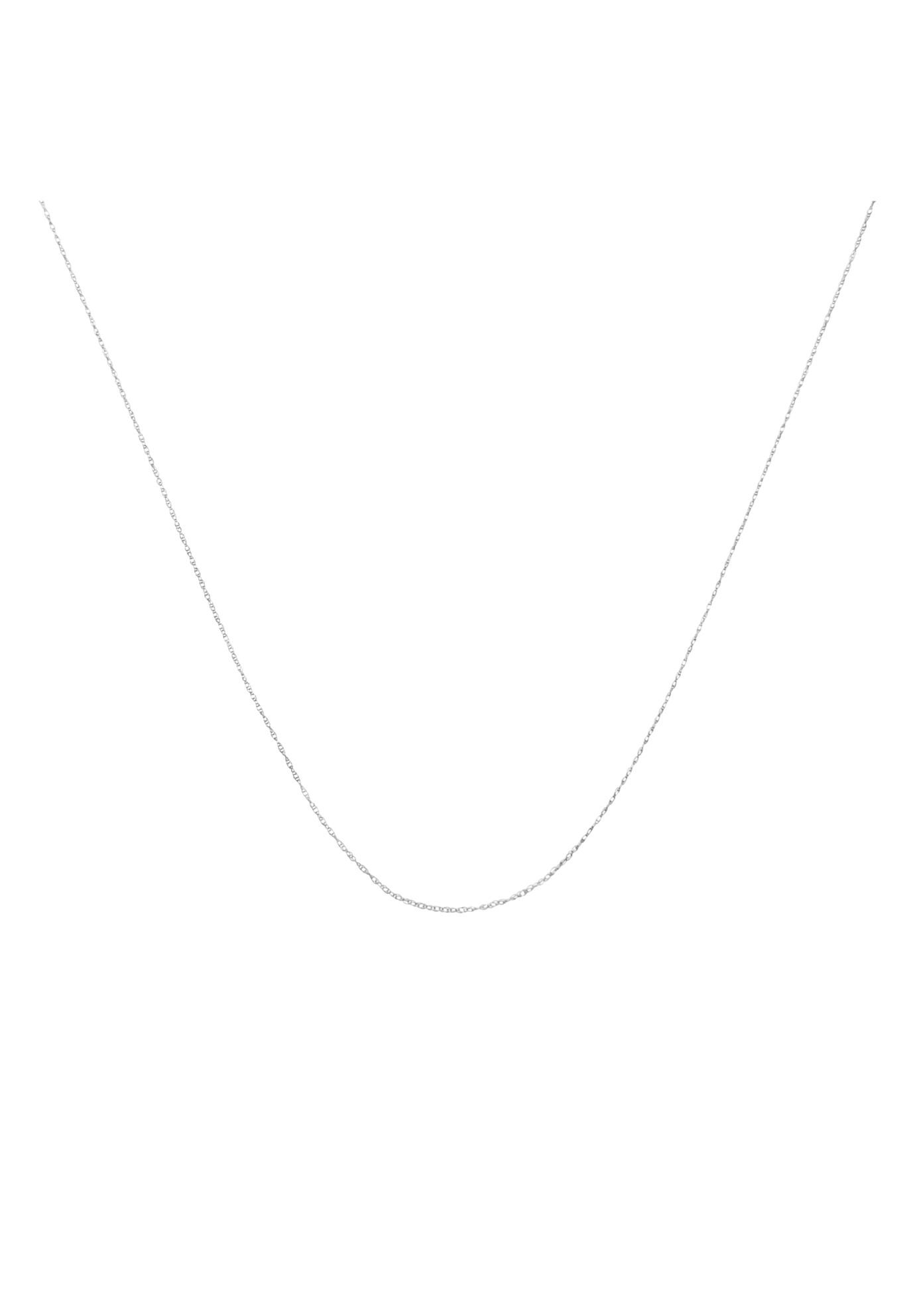 Solid White Gold Rope Chain Necklace Unisex 16 inches, WHITE, hi-res image number 0