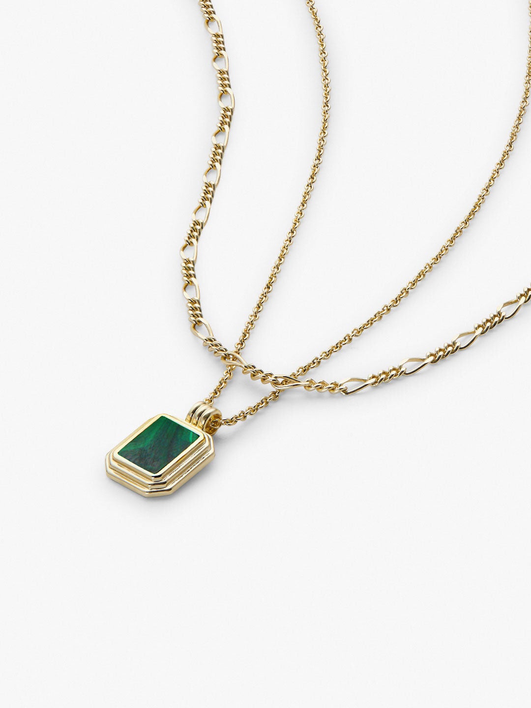Temple Green Layered Necklace Set, GOLD, alternate image number 2