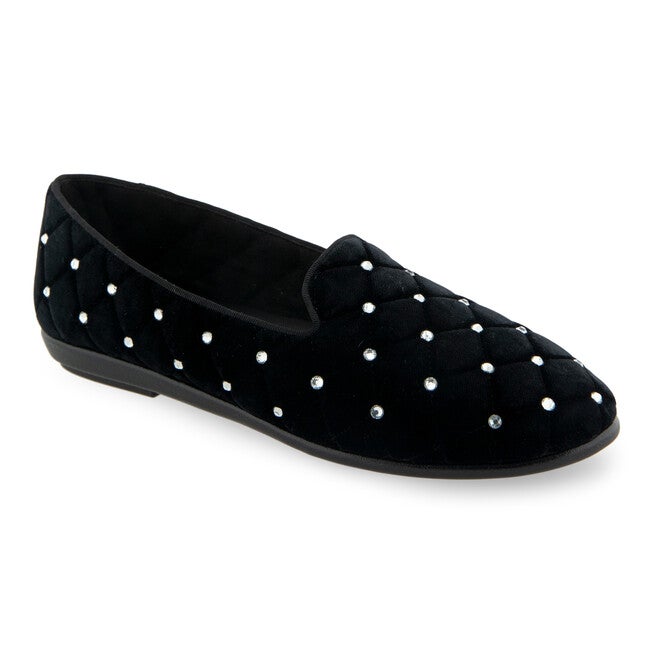 Betunia Quilted Flat, BLACK QUILTED VELVET, hi-res image number null