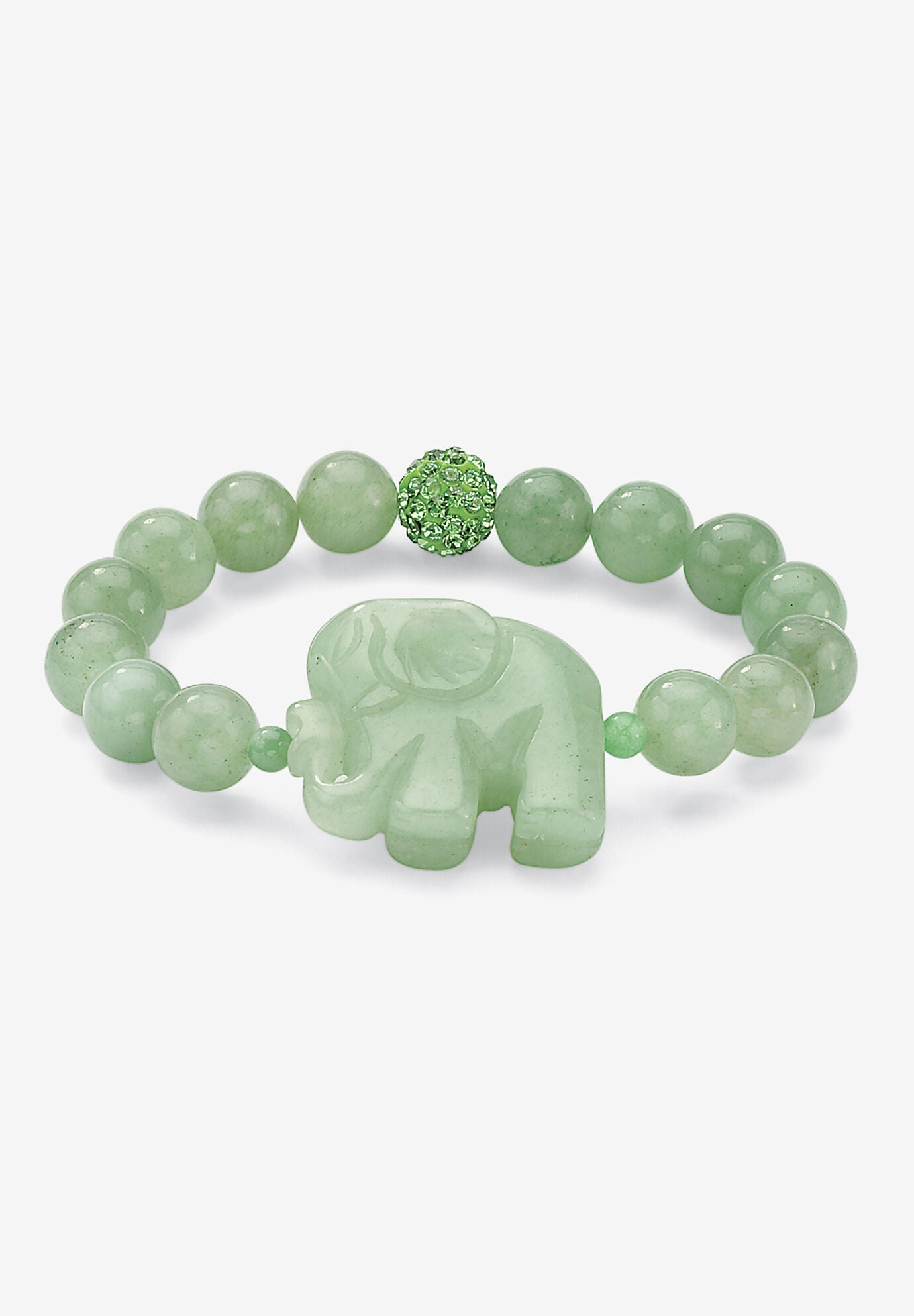 Genuine Agate Elephant Stretch Bracelet (10Mm), 8 Inches, EMERALD, hi-res image number 0