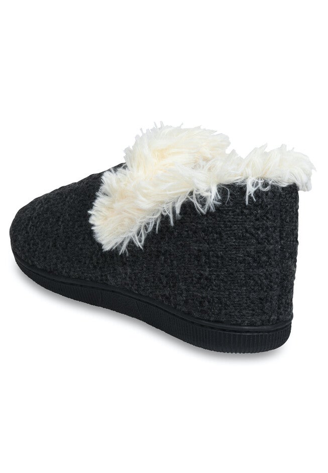 Textured Knit Fur Color Slipper Boot Slippers, , on-hover image number 1