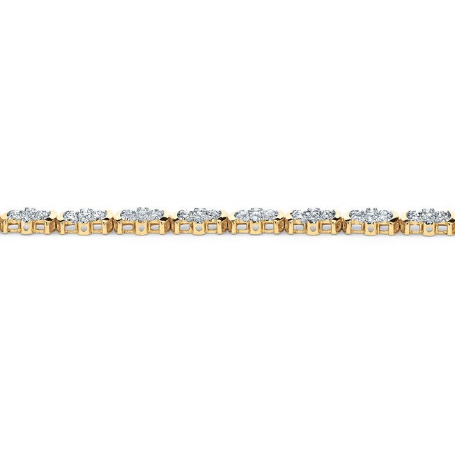 1/4 TCW Diamond Flower Tennis Bracelet in 14k Gold-plated Sterling Silver, WHITE, on-hover image number null