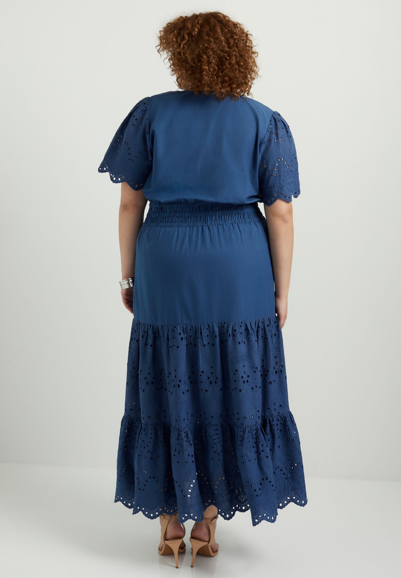 Eyelet Tiered Dress, DEEP MARINE, on-hover image number 1