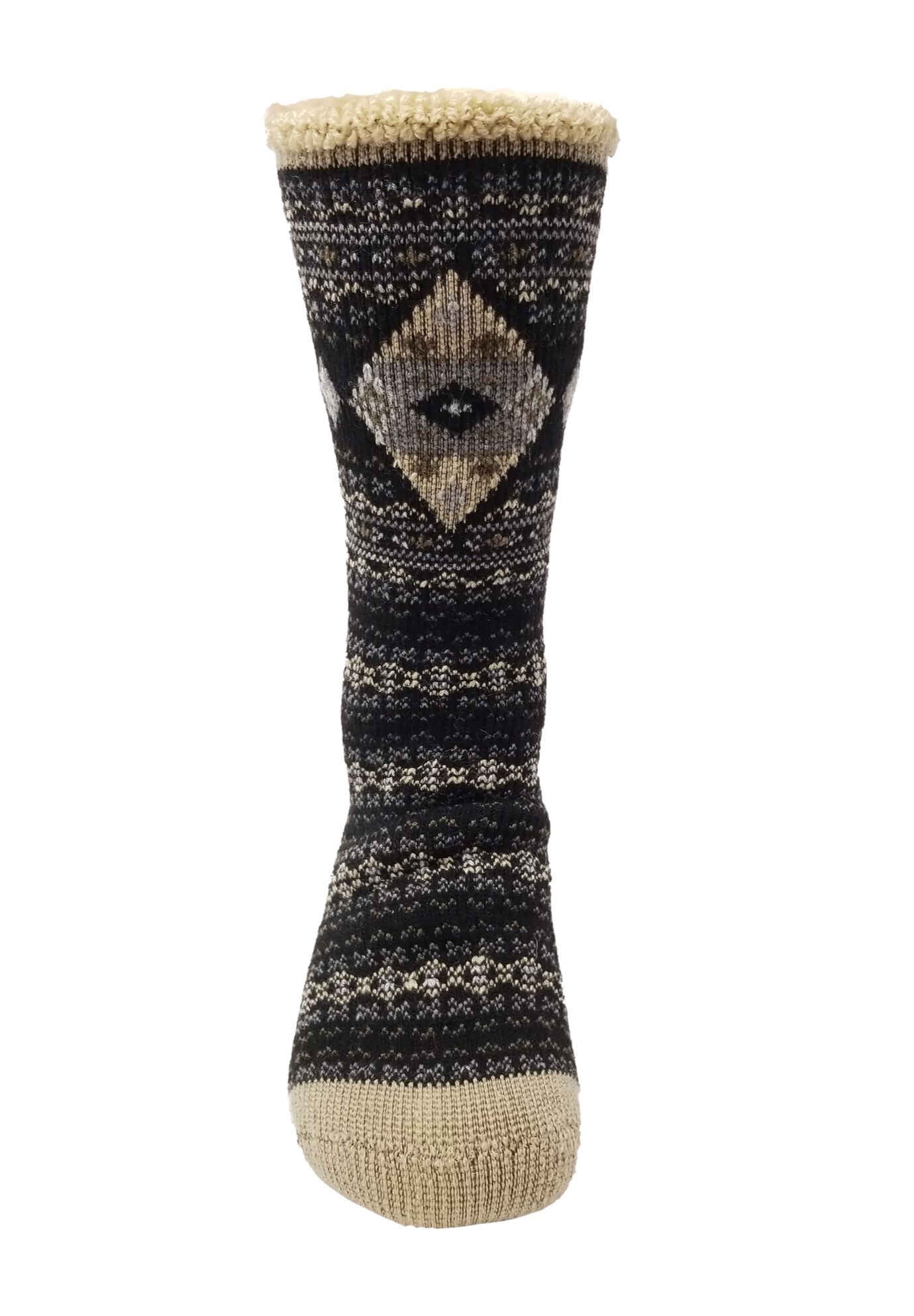 Diamond Fairisle Thermal Socks, BLACK, hi-res image number 0