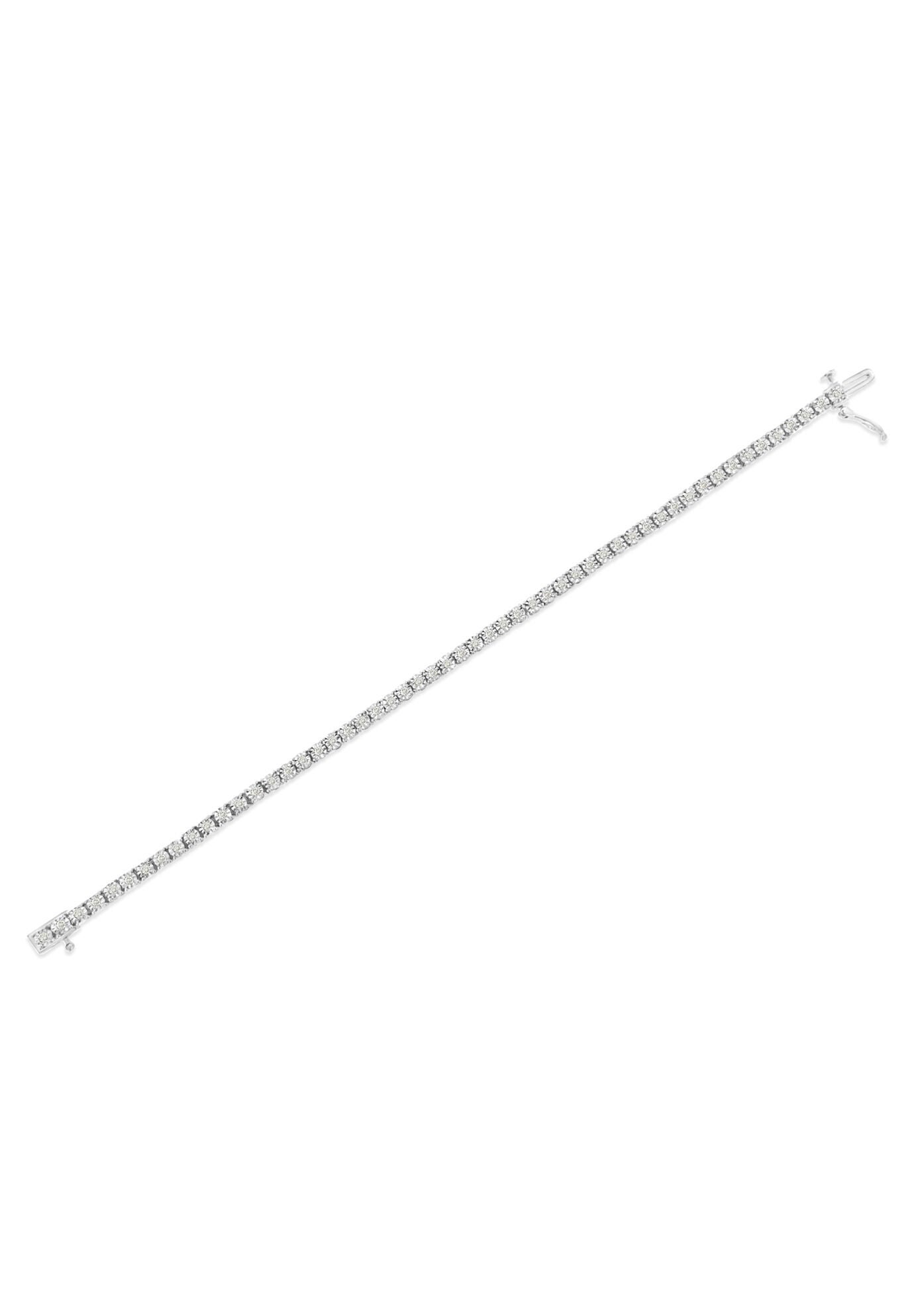 Sterling Silver Miracleset Diamond Round Faceted Bezel Tennis Bracelet 7 inches, , alternate image number 3