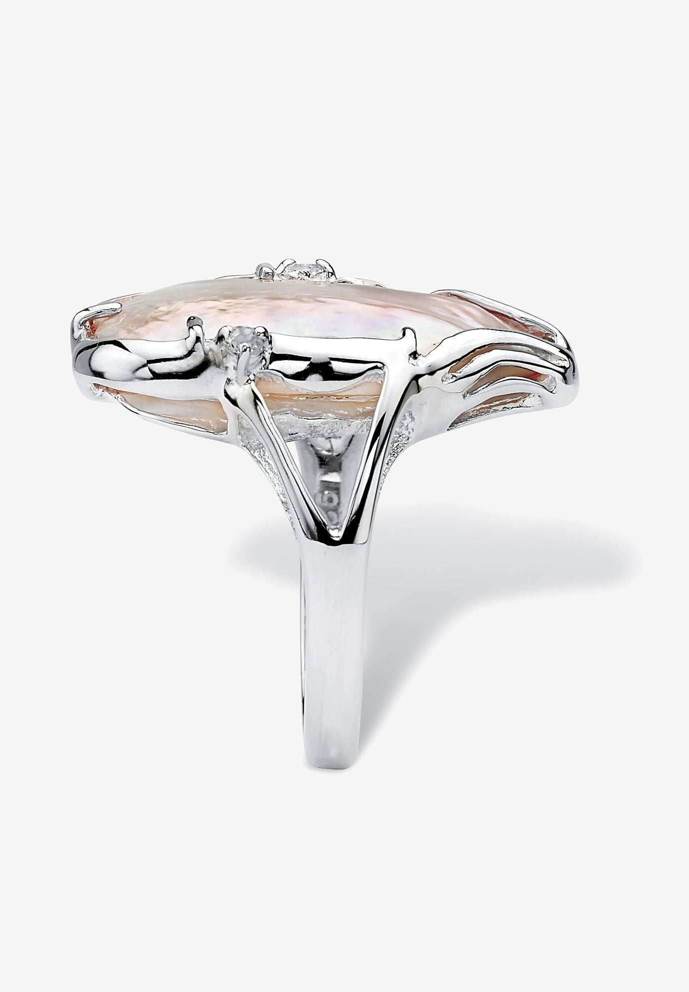 Cultured Freshwater Pearl White Topaz Accented Ring .925 Sterling Silver, , on-hover image number 1