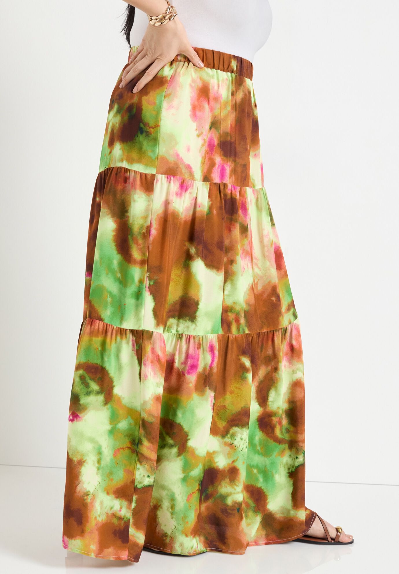 High-Slit Maxi Skirt, WATERCOLOR TIE DYE, alternate image number 2