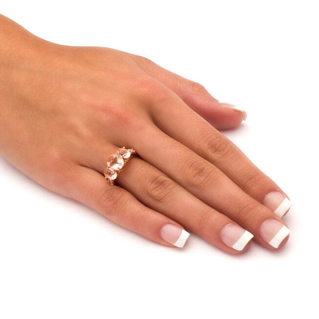 2.82 TCW Simulated Pink Morganite CZ 18k Rose Gold-Plated Sterling Silver Ring, PINK, alternate image number null