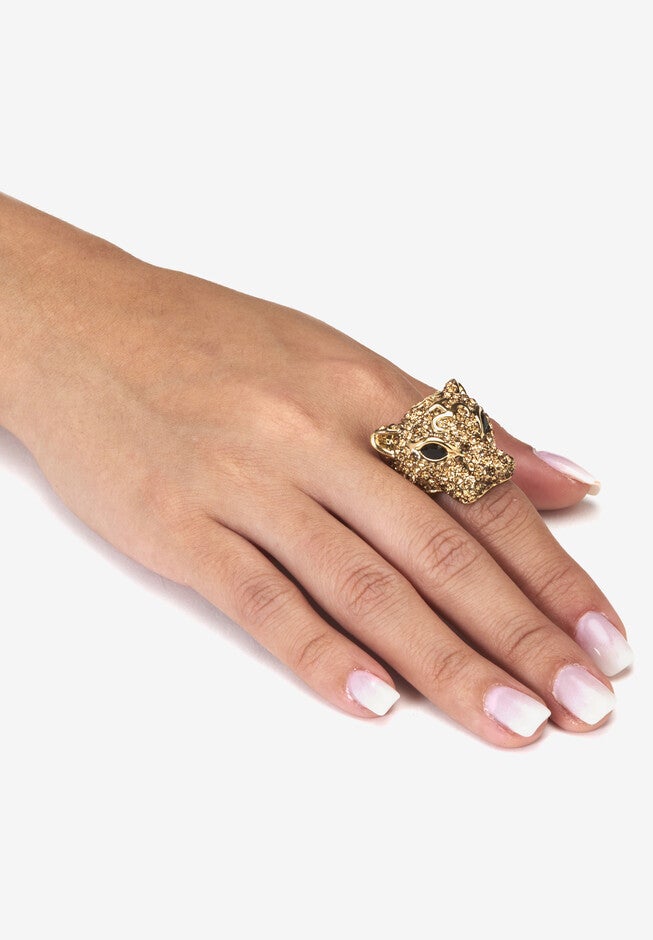 3.99 Tcw Marquise Cut Gold Cz 18K Yellow Gold-Plated Leopard Ring, , alternate image number null