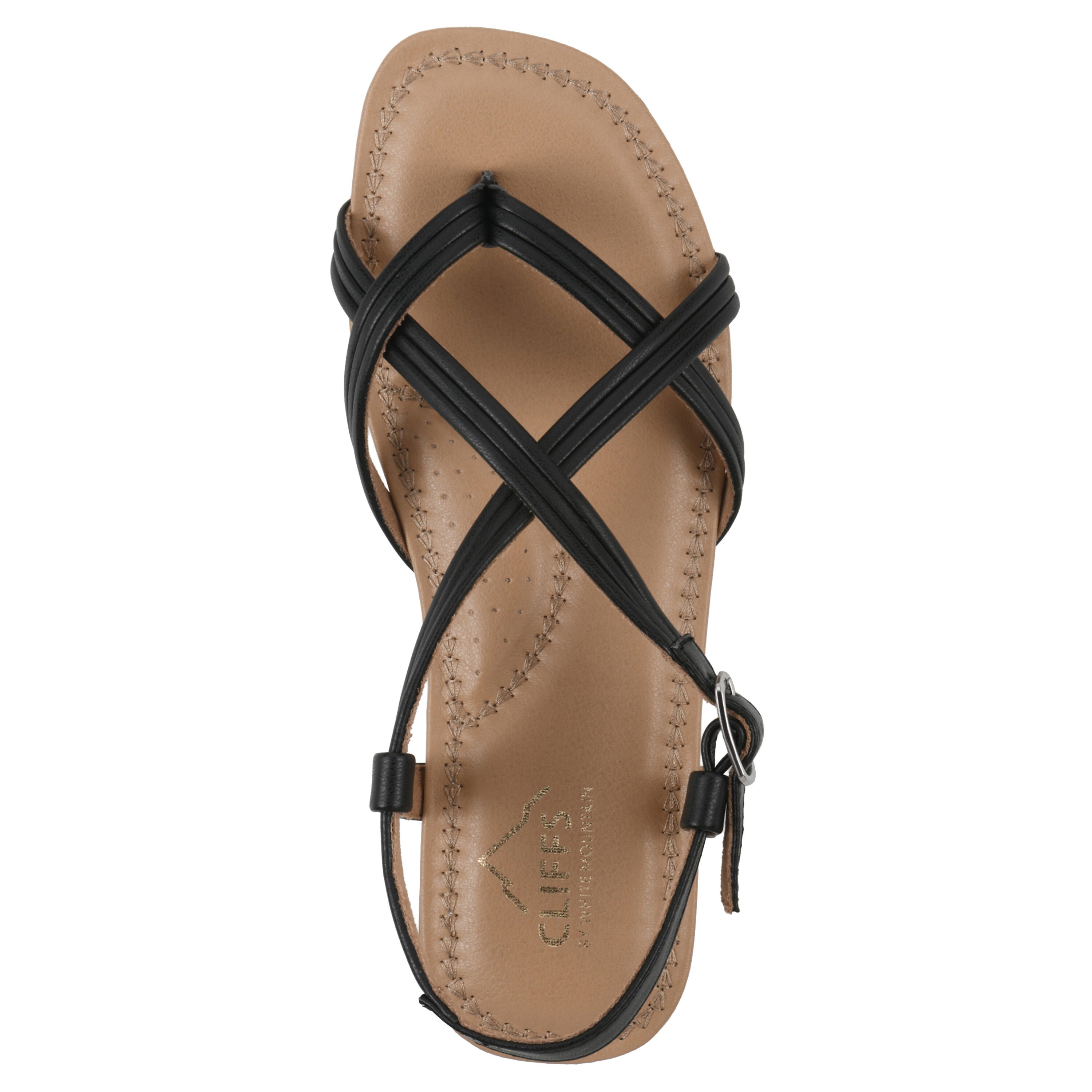 Frania Strappy Flat Sandal, BLACK SMOOTH, alternate image number 4