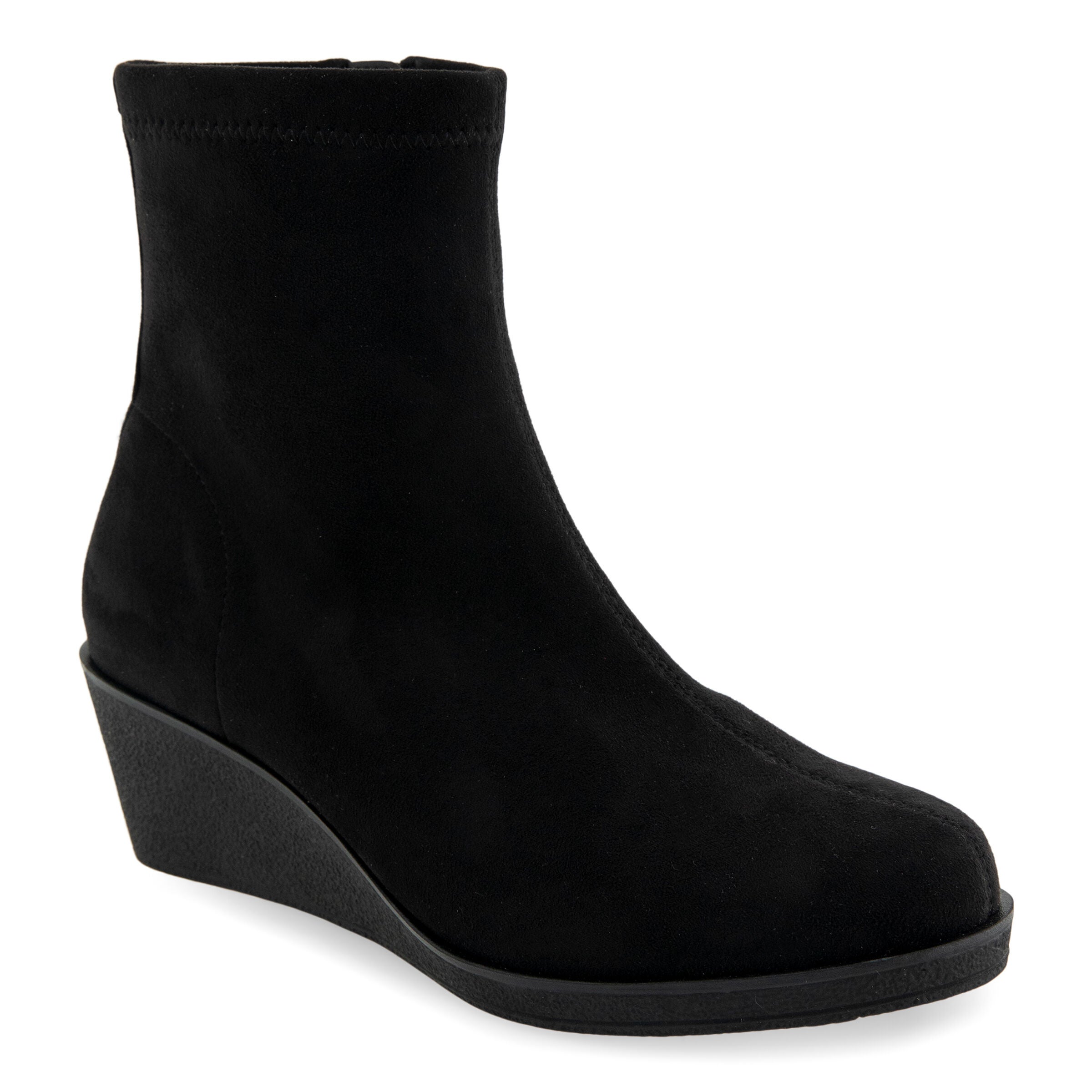 Binnie Wedge Booties, BLACK FAUX SUEDE, hi-res image number 0