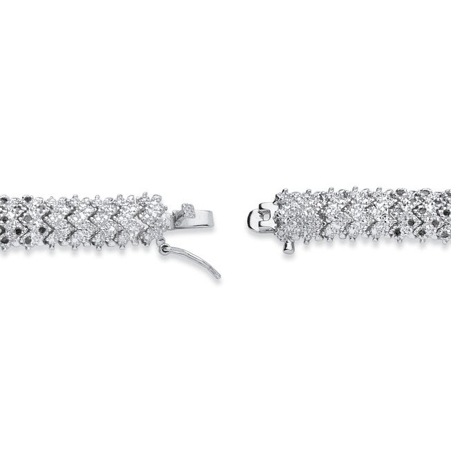 1 TCW Diamond Snake-Link Bracelet Platinum-Plated, WHITE, on-hover image number null