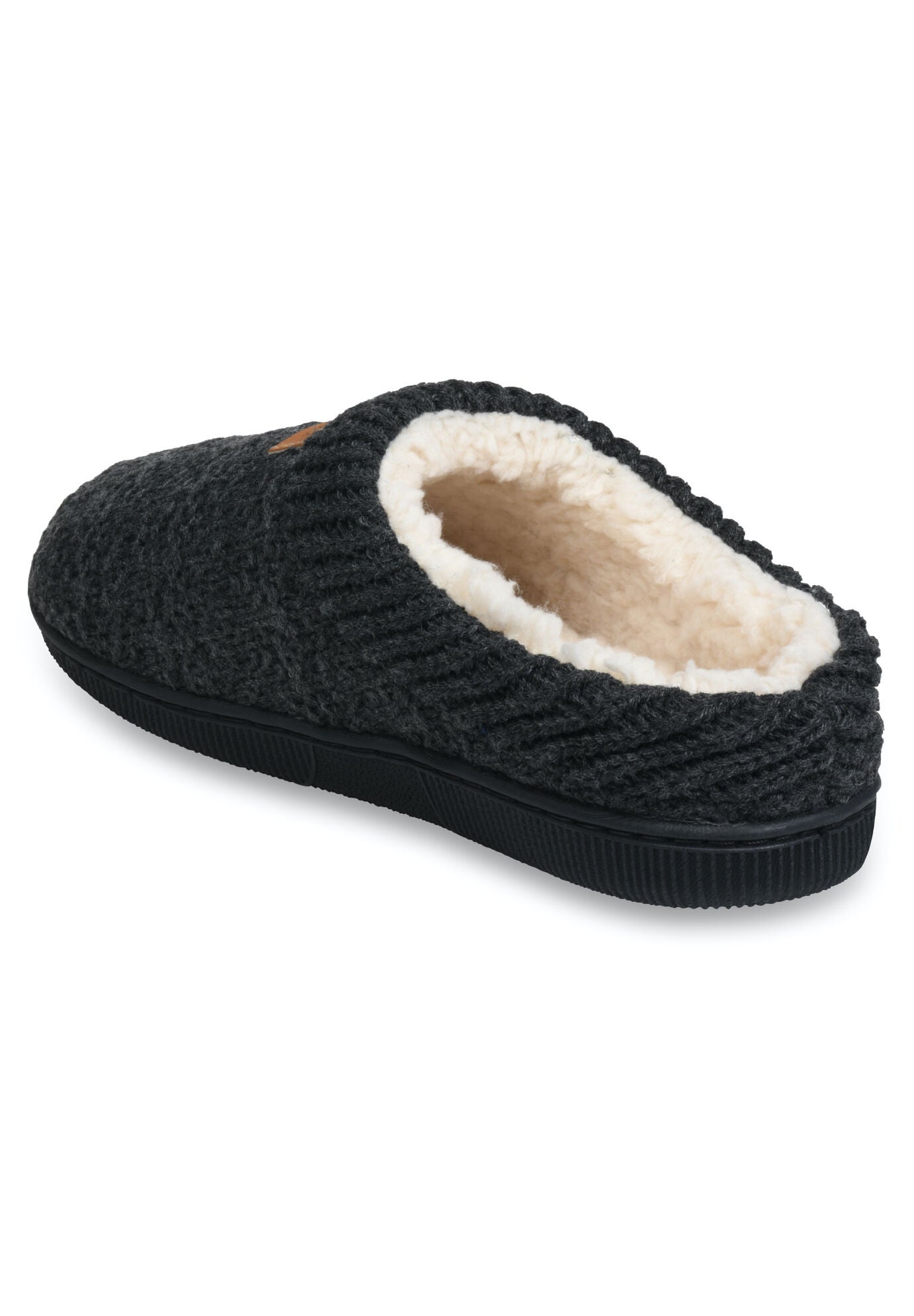 Textured Knit Rib Cuff Clog Slipper Slippers, , on-hover image number 1