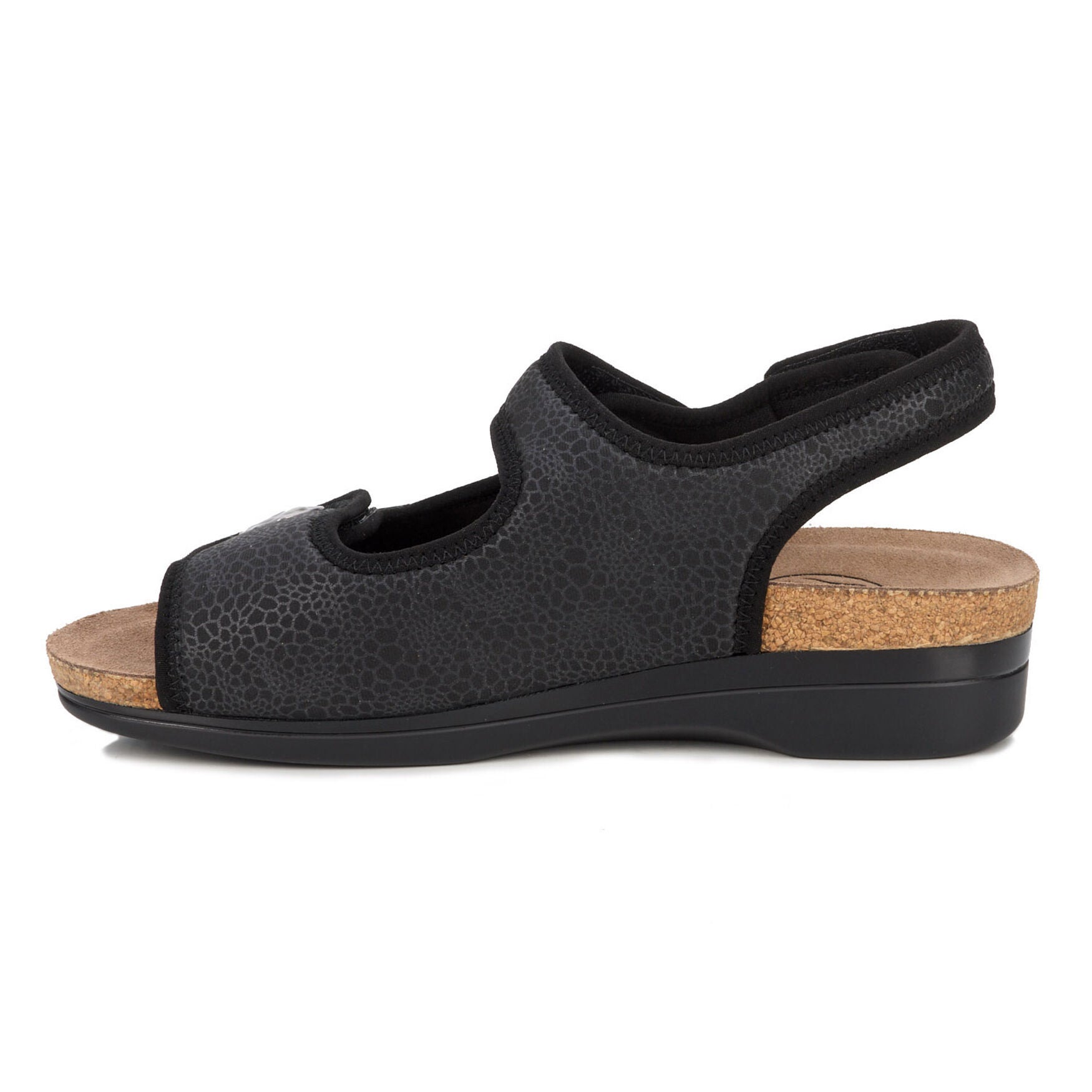 Melanie Double Strap Stretch Sandal, BLACK, alternate image number 4