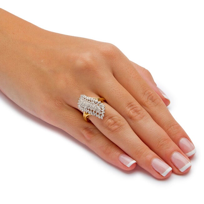 1/7 TCW Round Diamond Pave 18k Gold-plated Sterling Silver Cluster Ring, WHITE, alternate image number null