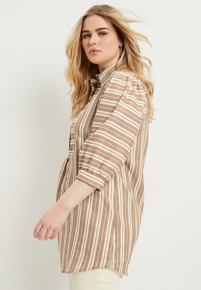 Half Button-Down Lino Soleil Tunic, , alternate image number null