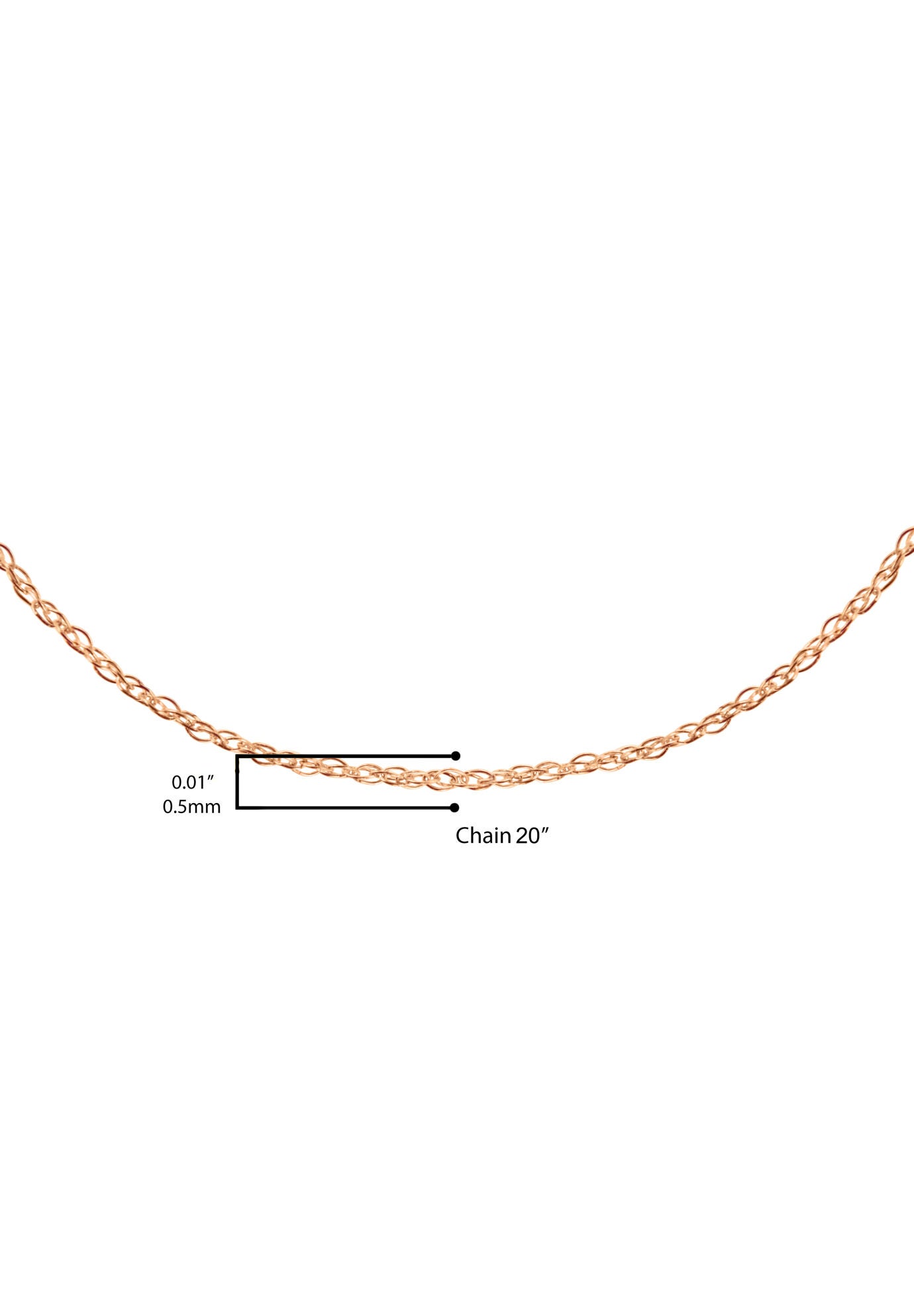 Solid Rose Gold Rope Chain Necklace Unisex Chain 20 inches, , alternate image number 4