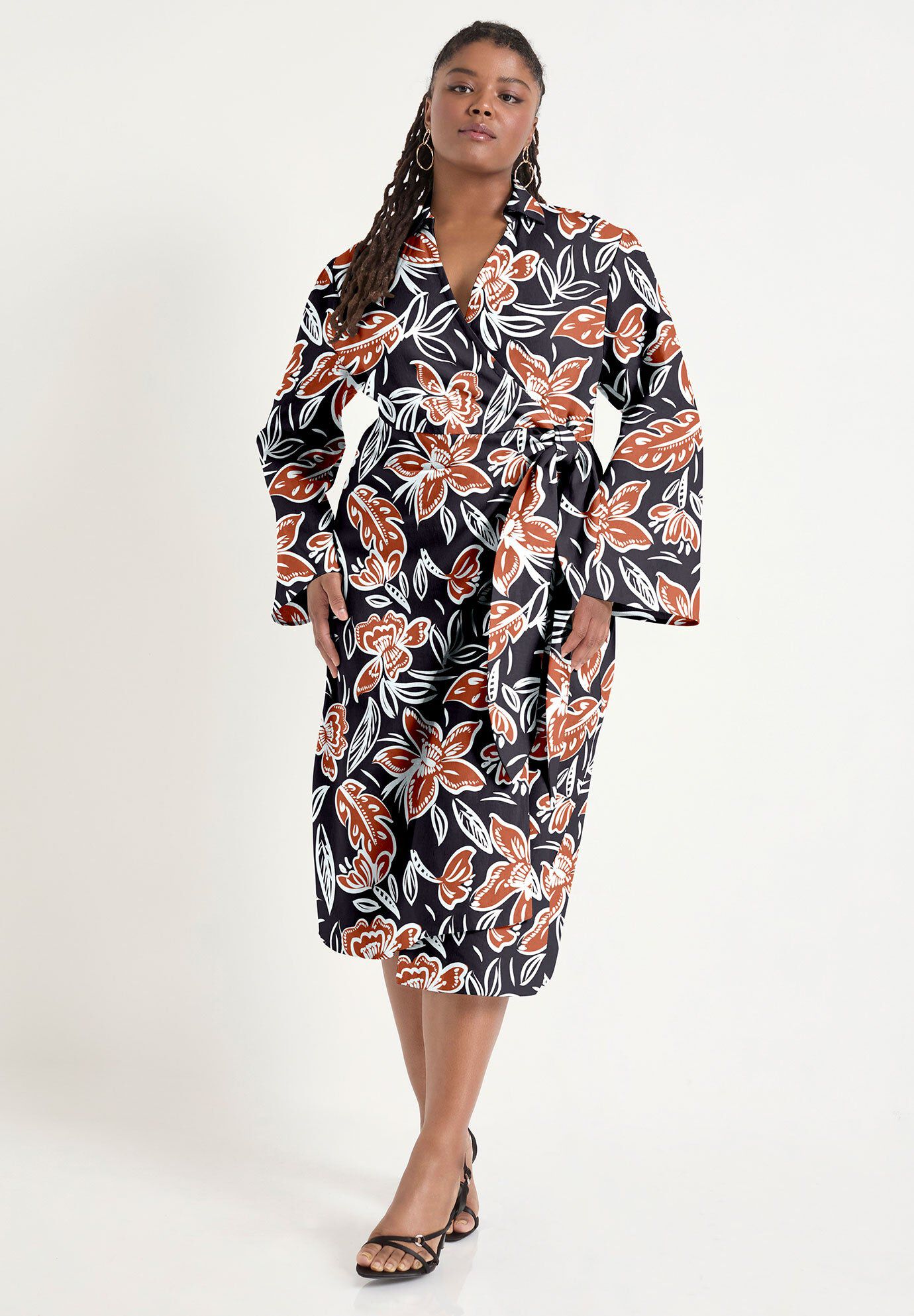 Midi Wrap Dress, BATIK FLORAL, hi-res image number 0