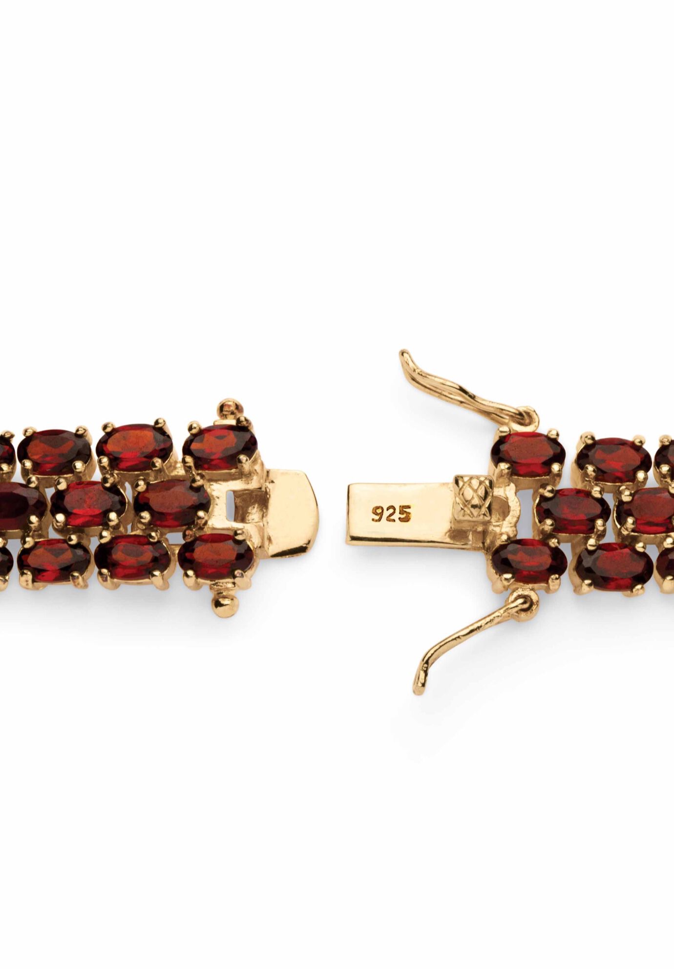 Gold & Silver Tennis Bracelet with Oval Garnet, , on-hover image number 1