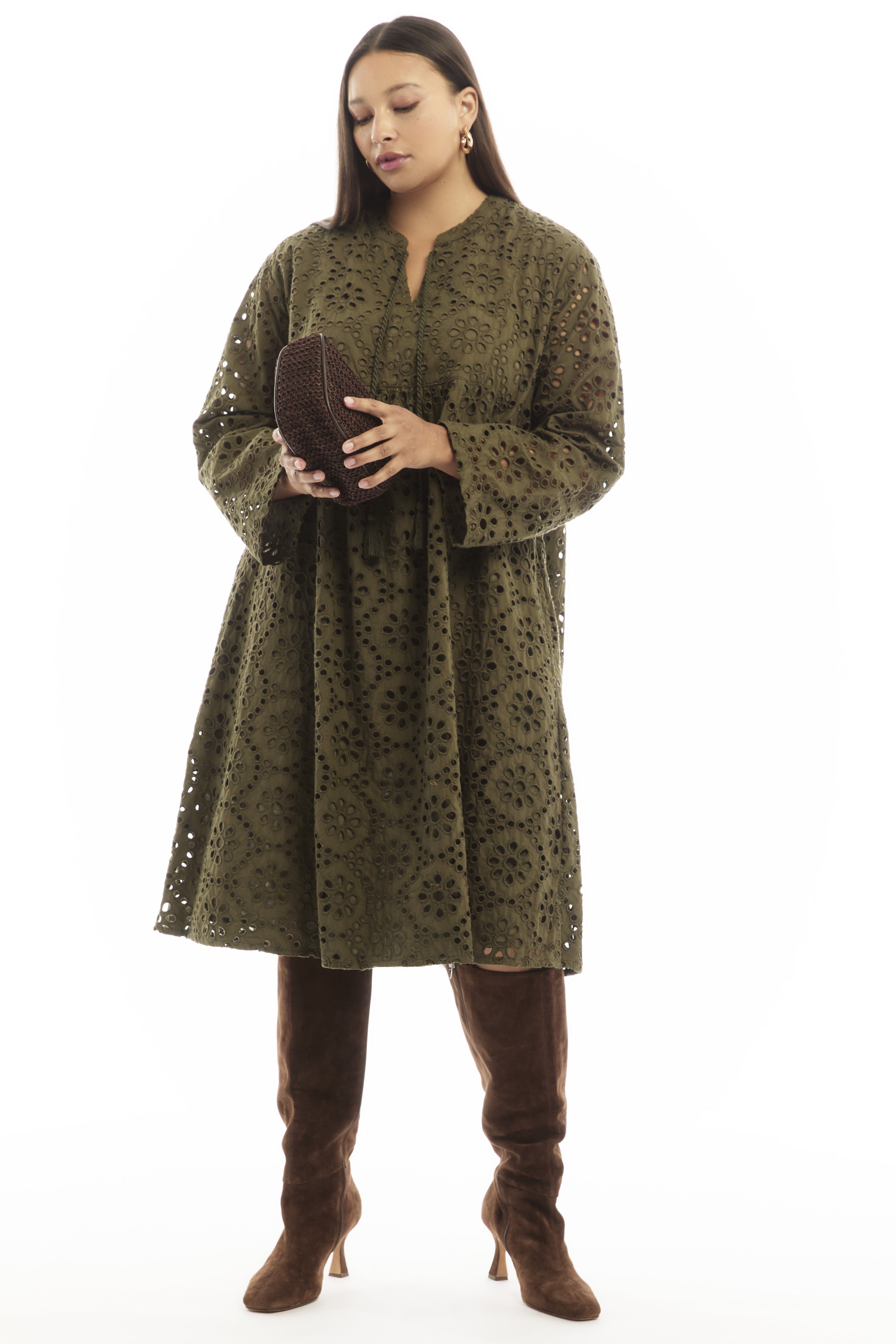 Eyelet Midi Shirtdress