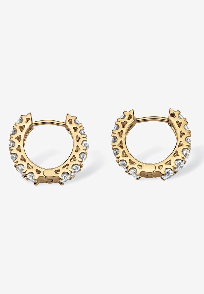 Yellow Gold-Plated Huggie Hoop Earrings, , on-hover image number 1