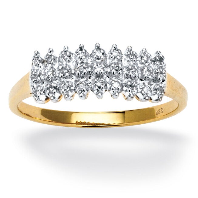 1/7 TCW Round Diamond Peak Ring Gold-Plated Sterling Silver, WHITE, hi-res image number null