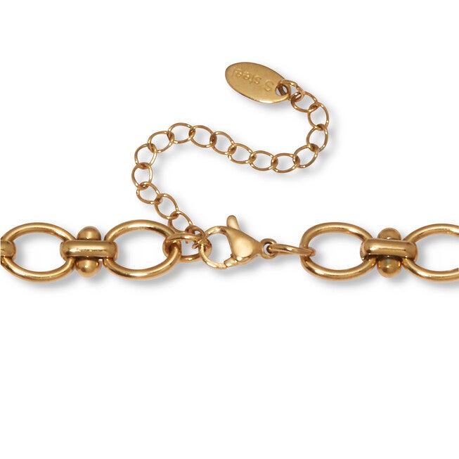 Yellow Gold Ion-Plated Stainless Steel Round Link Necklace Set, 18 to 20-inch, GOLD, on-hover image number 1