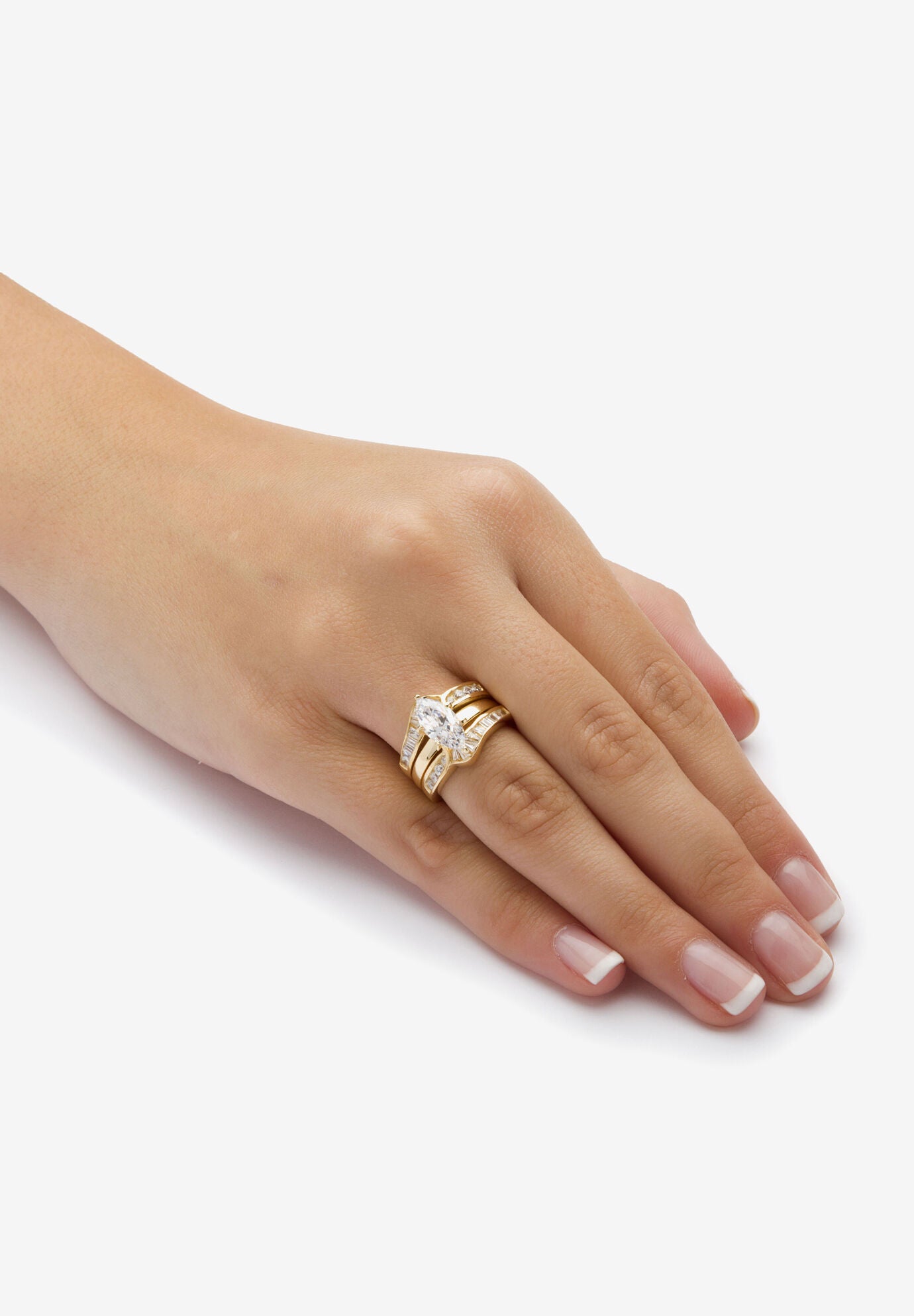 Yellow Gold Over Sterling Silver Cubic Zirconia 2-Piece Jacket Bridal Set, , alternate image number 2