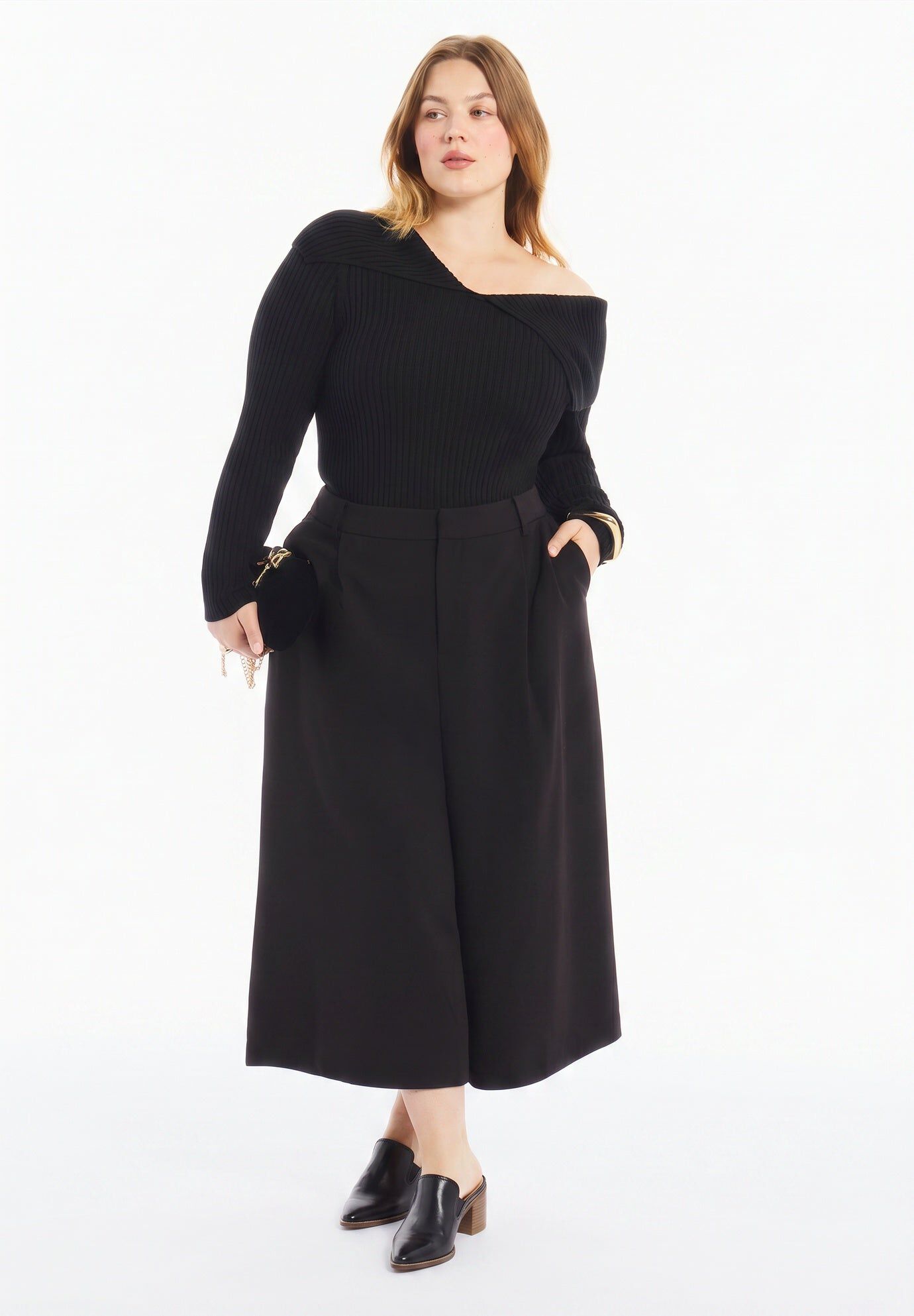 Asymmetric Collar Sweater Top