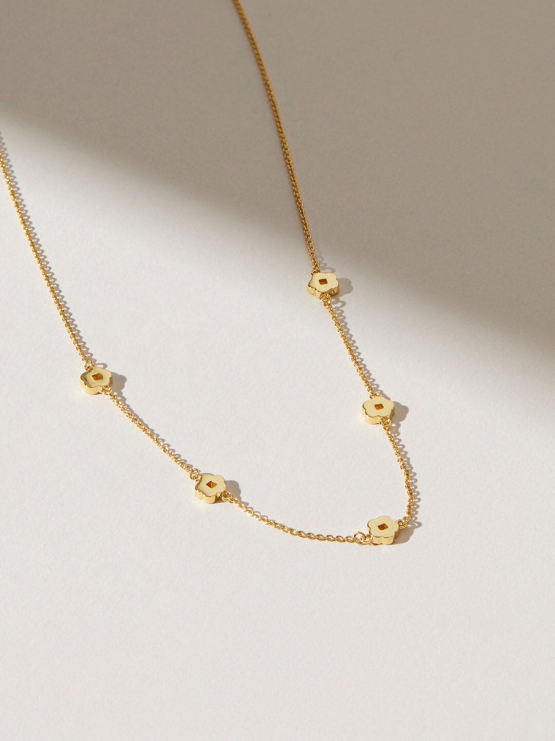 Rowena Necklace Flower Station Necklace, GOLD, alternate image number 3