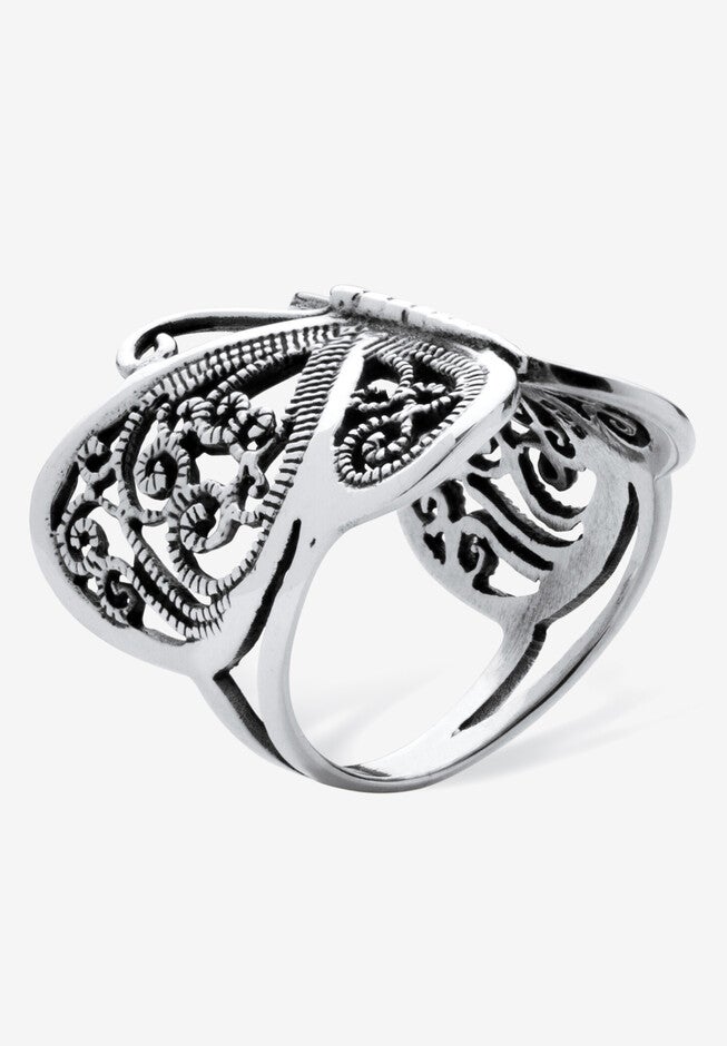 Filigree .925 Sterling Silver Butterfly Wrap Ring, , on-hover image number 1