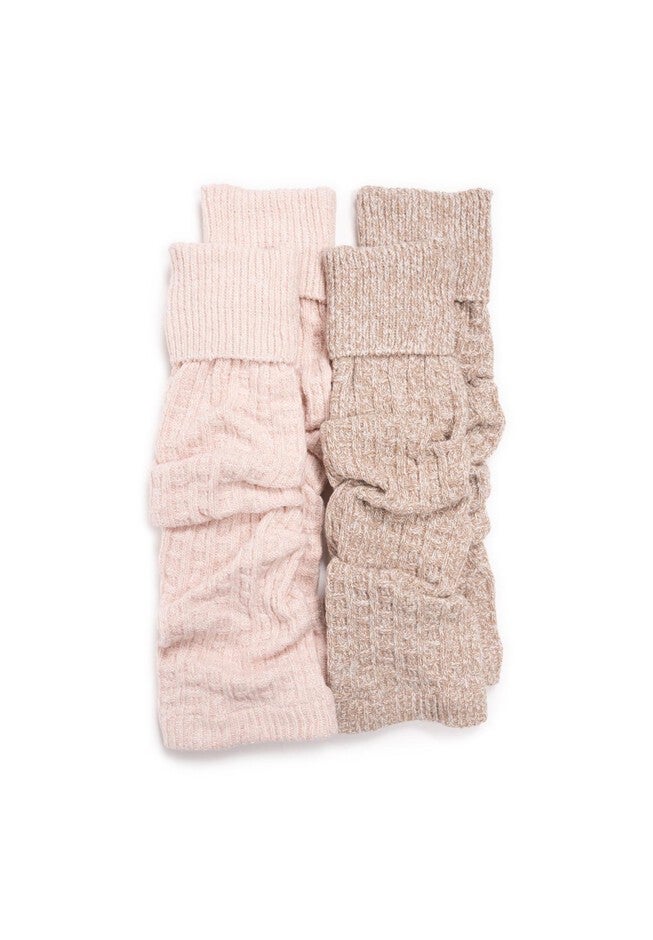 Tall Ribbed Microfiber (2 Pair Pack) Legwarmers, CANDIED PEACH IVORY, hi-res image number null