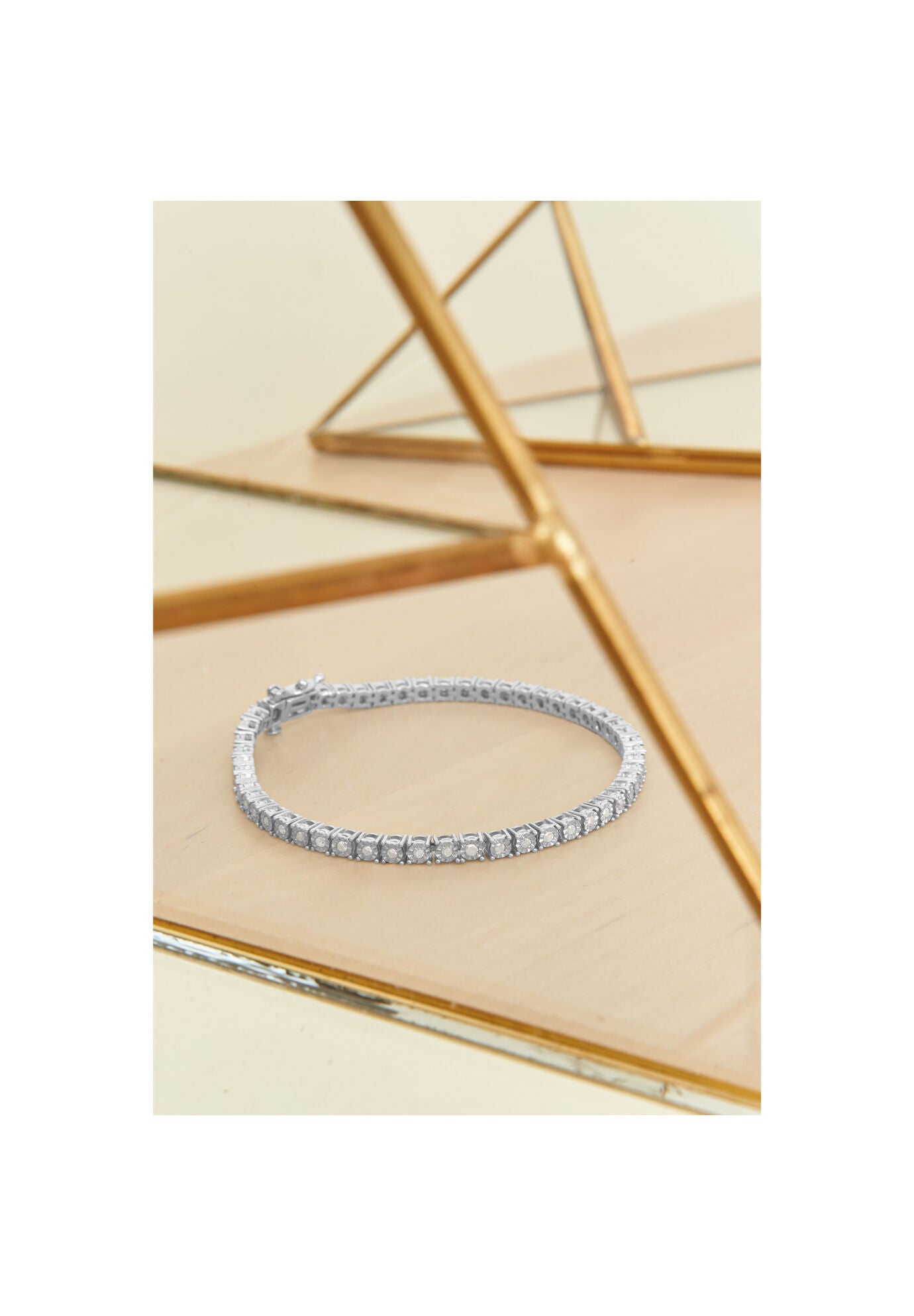 Sterling Silver Miracleset Diamond Round Faceted Bezel Tennis Bracelet 7 inches, , alternate image number 5