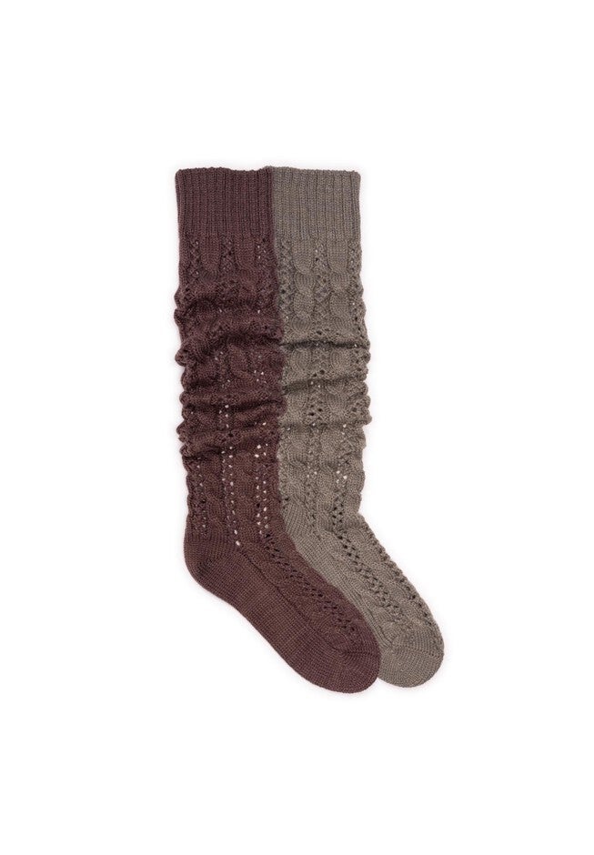 Slouch Knit Cable (2 Pair Pack) Socks, PURPLE HAZE TIMBERWOLF, hi-res image number null