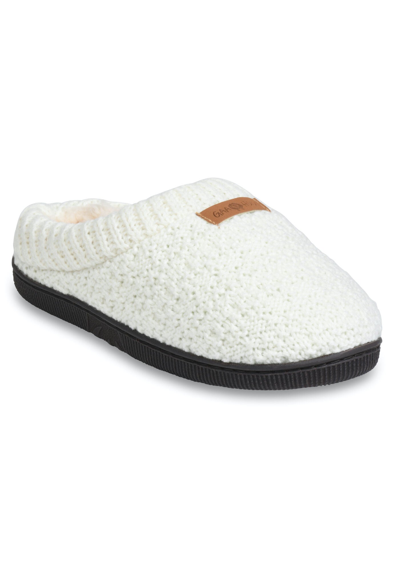 Textured Knit Rib Cuff Clog Slipper Slippers, NATURAL, hi-res image number 0