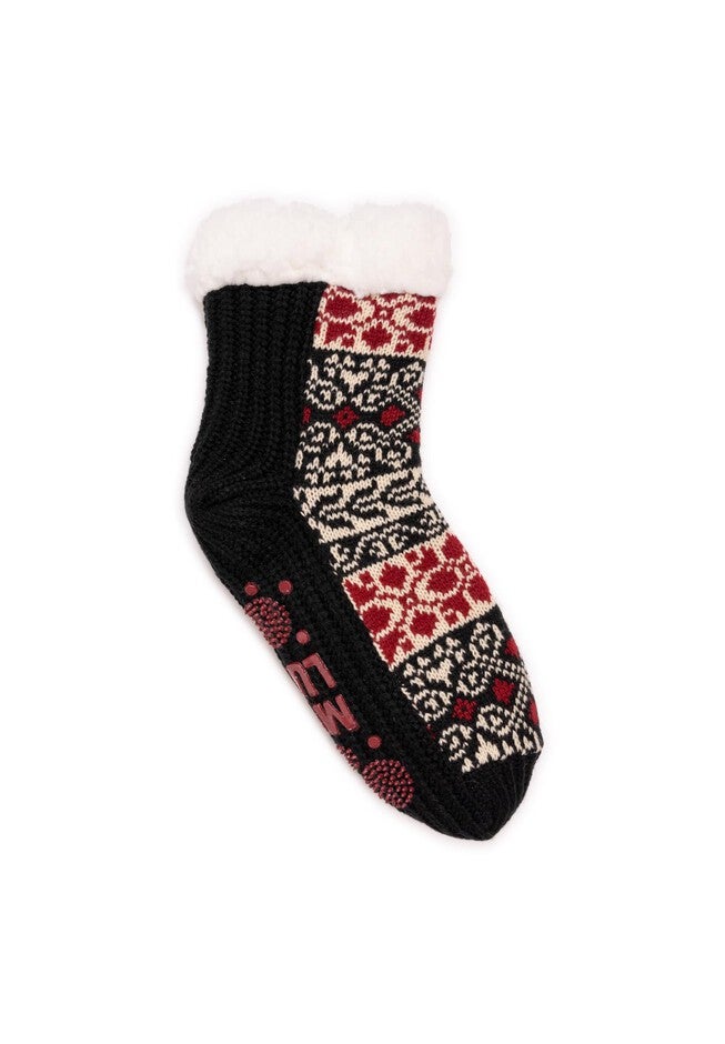 Pieced Cabin Socks, EBONY, hi-res image number null