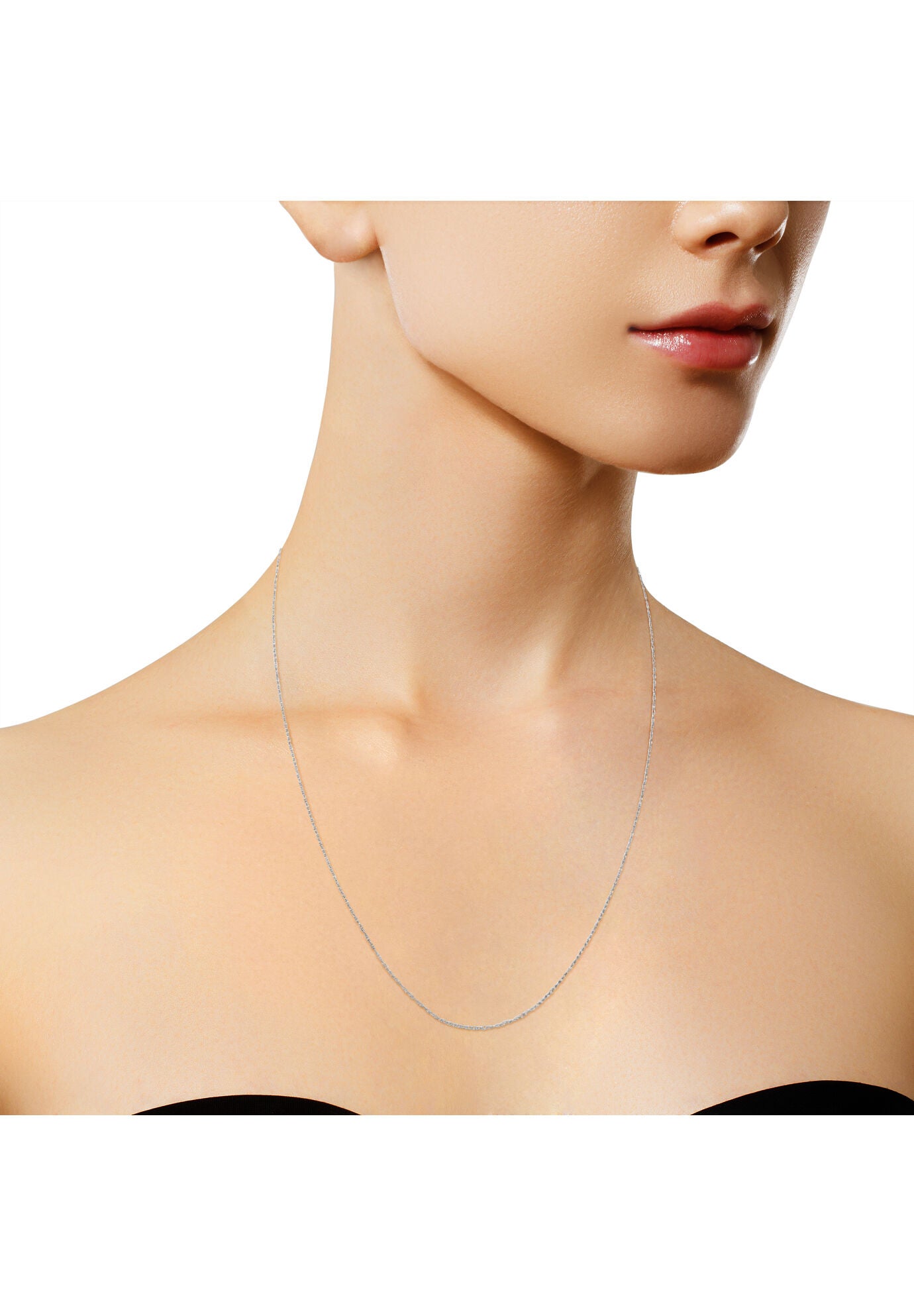 Solid White Gold Rope Chain Necklace Unisex 16 inches, , alternate image number 5